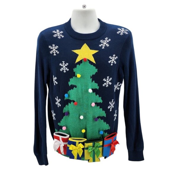 Tipsy Elves Christmas Tree with Beer Holsters Ugly Christmas Sweater Mens Medium - Picture 1 of 7